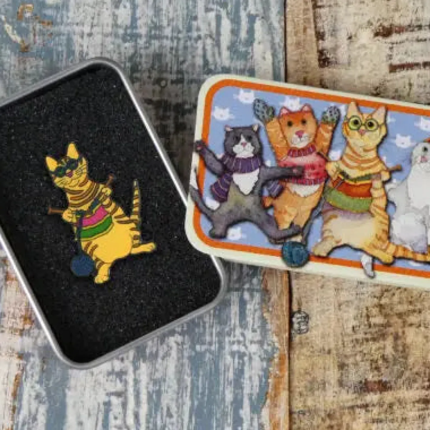 Emma Ball Kittens in Mittens Enamel Pin in a Tin