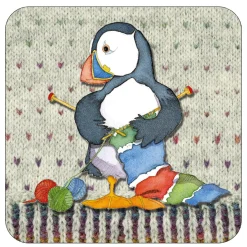 Emma Ball Knitting Woolly Puffins Coaster