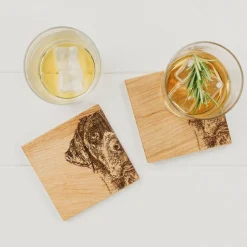 Selbrae Labrador Oak Coasters - Set of 2