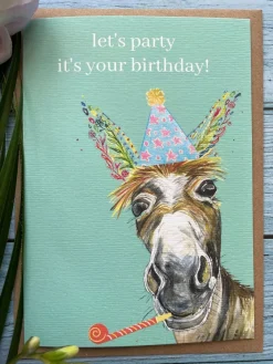 Jen Winnett Let's Party Donkey Birthday Eco-card