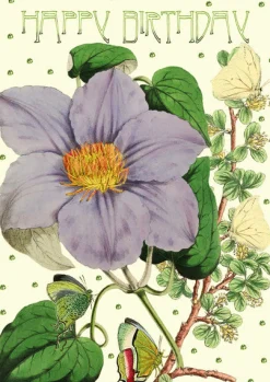 Madame Treacle Light Purple Clematis Glitter Birthday Card