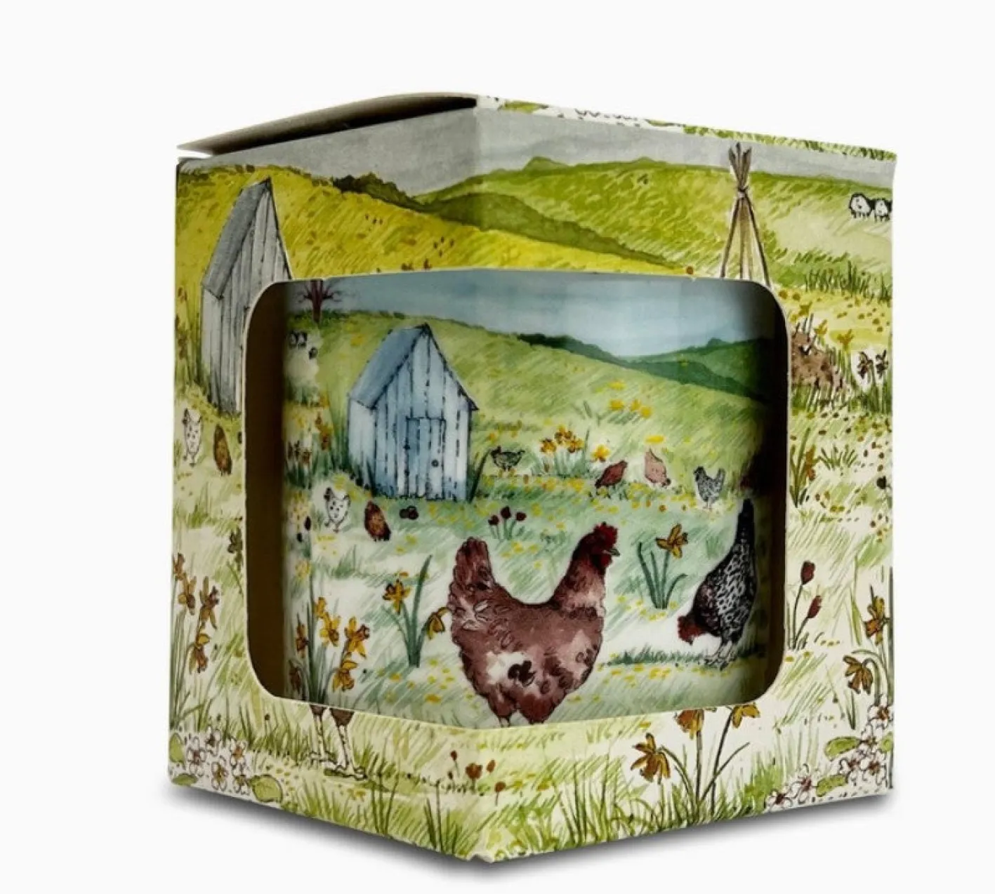 Heaven Scent Lime, Basil & Mandarin China Pot Candle - Chickens