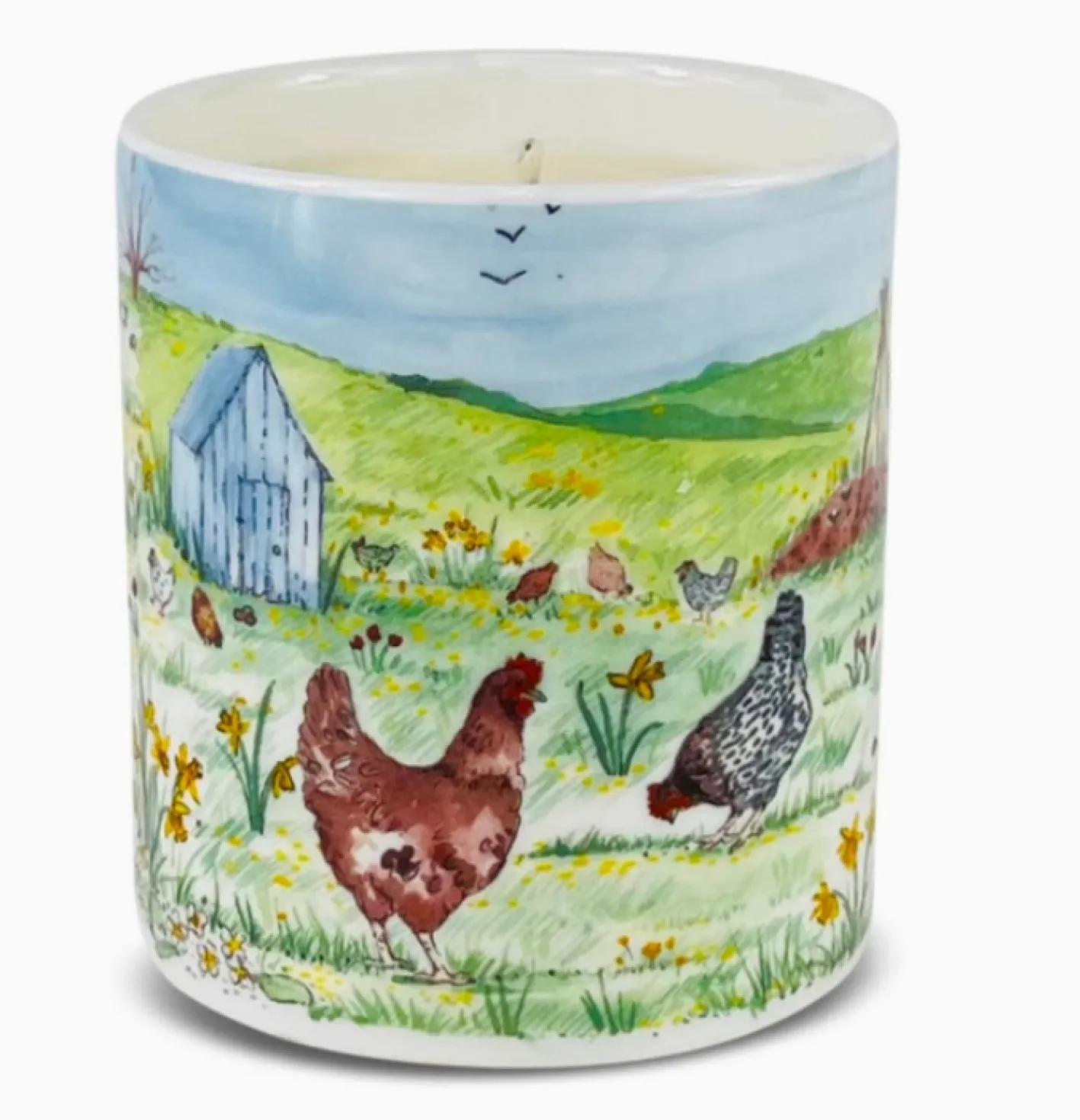 Heaven Scent Lime, Basil & Mandarin China Pot Candle - Chickens