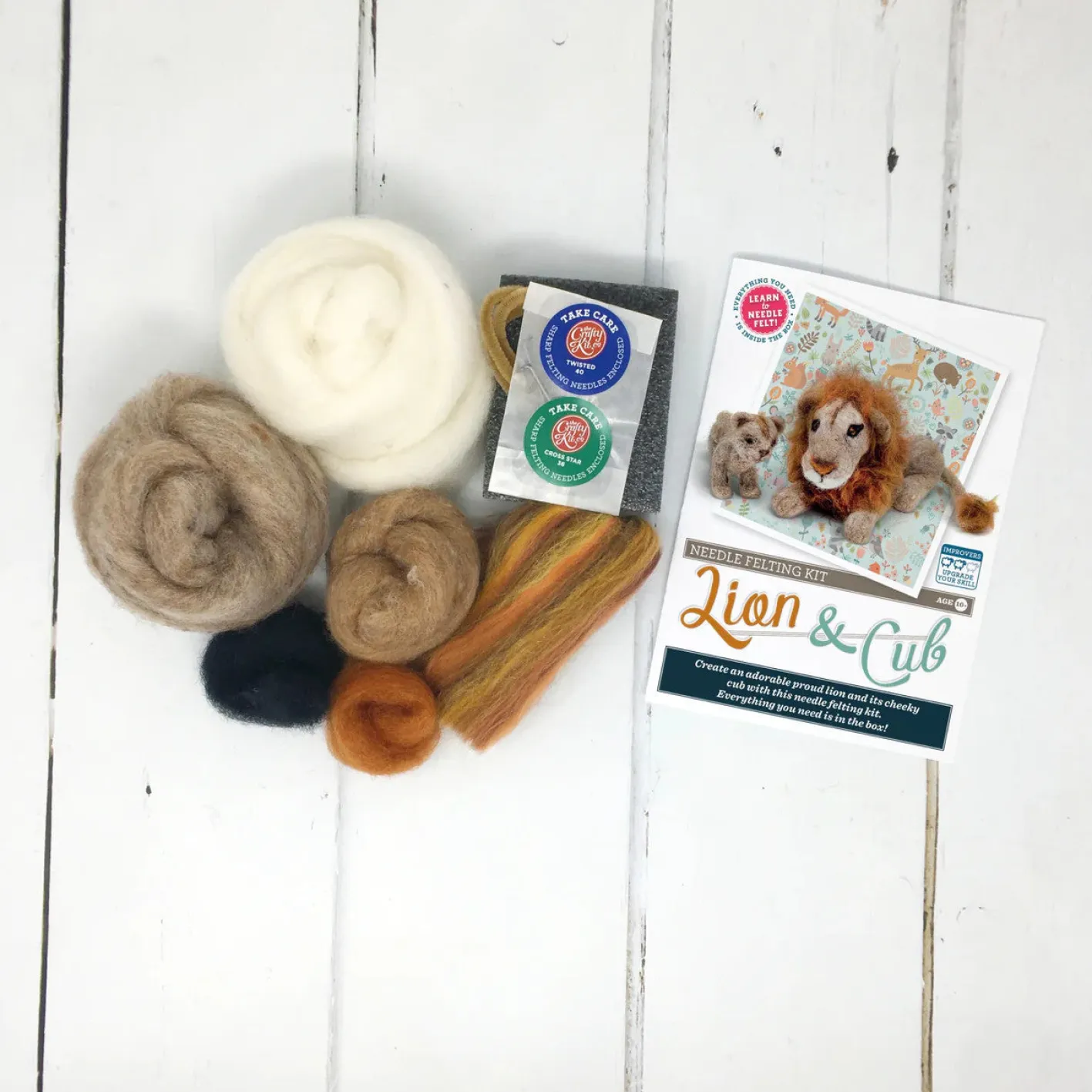 The Crafty Kit Co. Lion & Cub Needle Felting Craft Kit