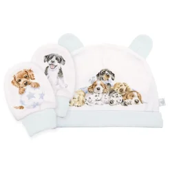 Wrendale Designs 'Little Paws' Dog Baby Hat and Mittens Set