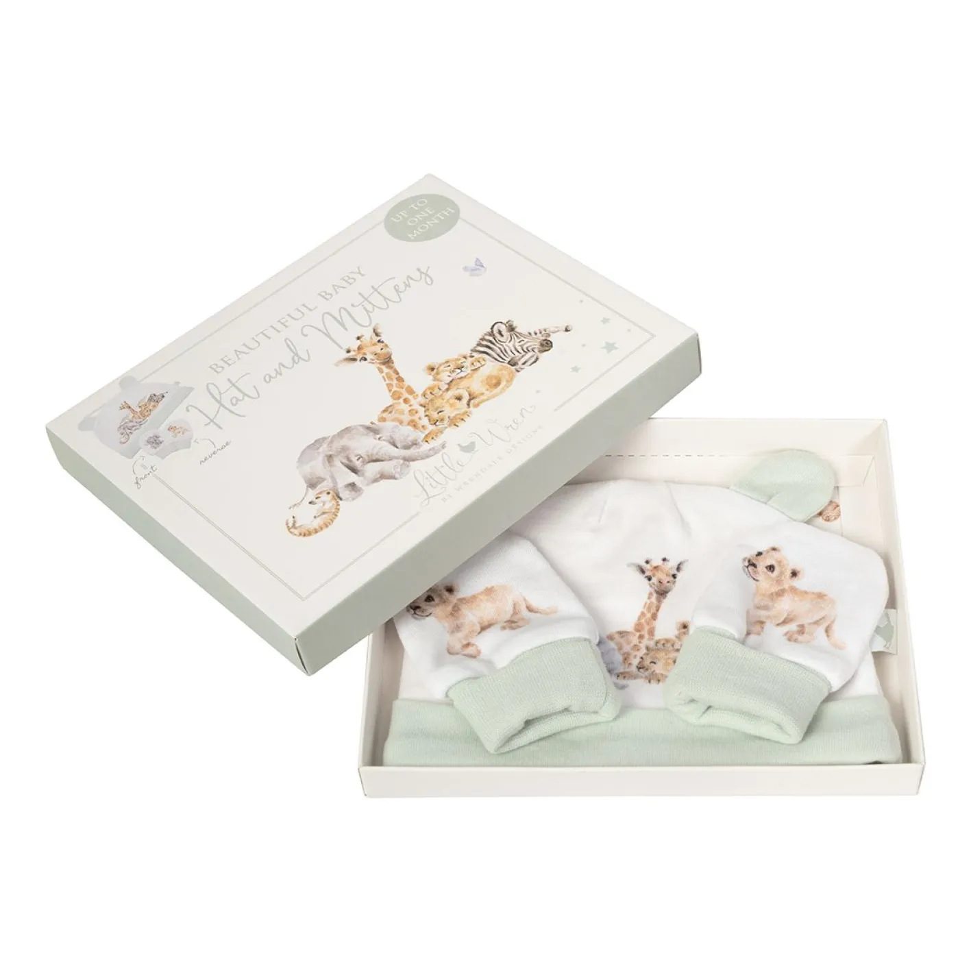 Wrendale Designs 'Little Savannah' African Animals Baby Hat and Mittens Set
