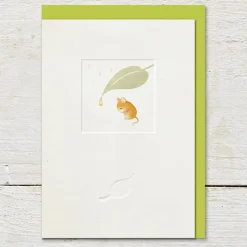 Ginger Betty Little Windows Sheltering Mouse Greetings Card