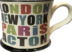 Moorland Pottery London, New York, Paris, Acton Mug by