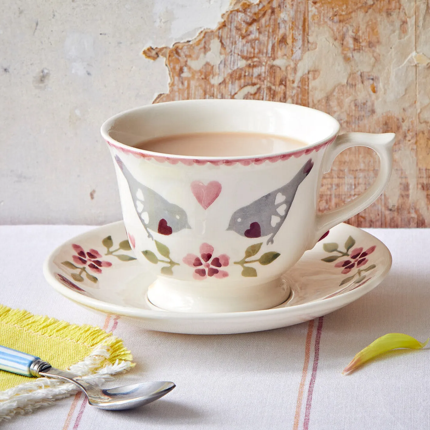 Emma Bridgewater Lovebirds Large Teacup & Saucer Boxed