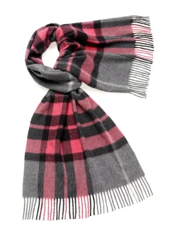 Bronte Moon Luxury Westminster Gray/Pink Merino Lambswool Scarf