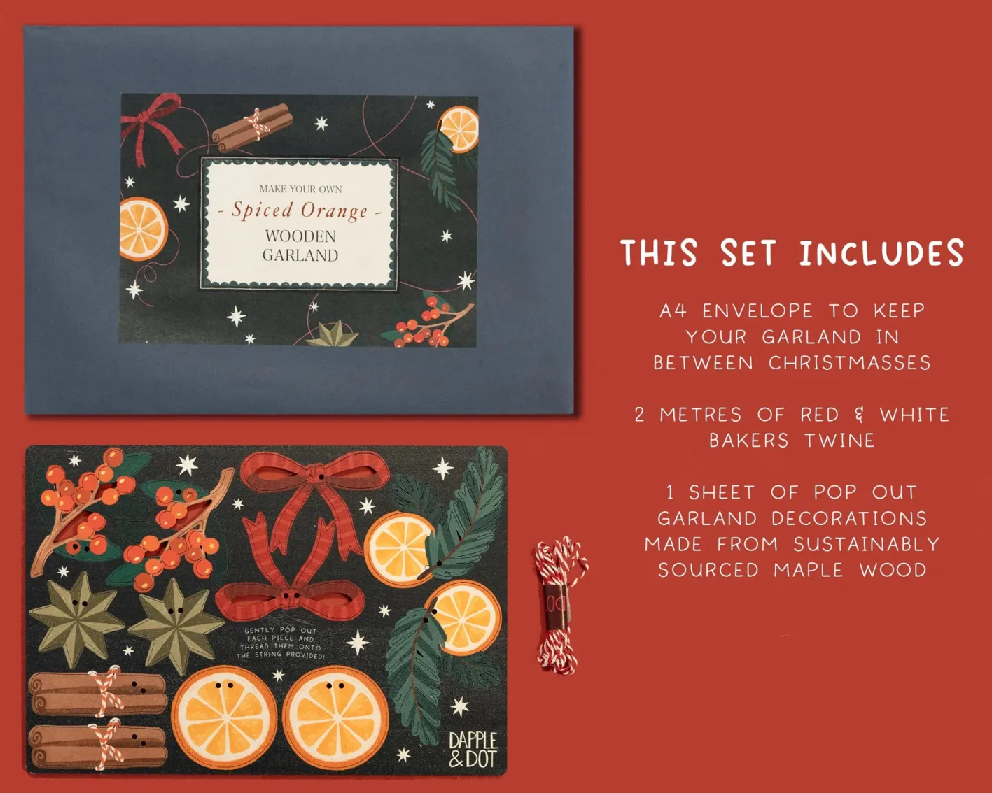 Dapple & Dot Make Your Own Wooden Spiced Orange Christmas Garland