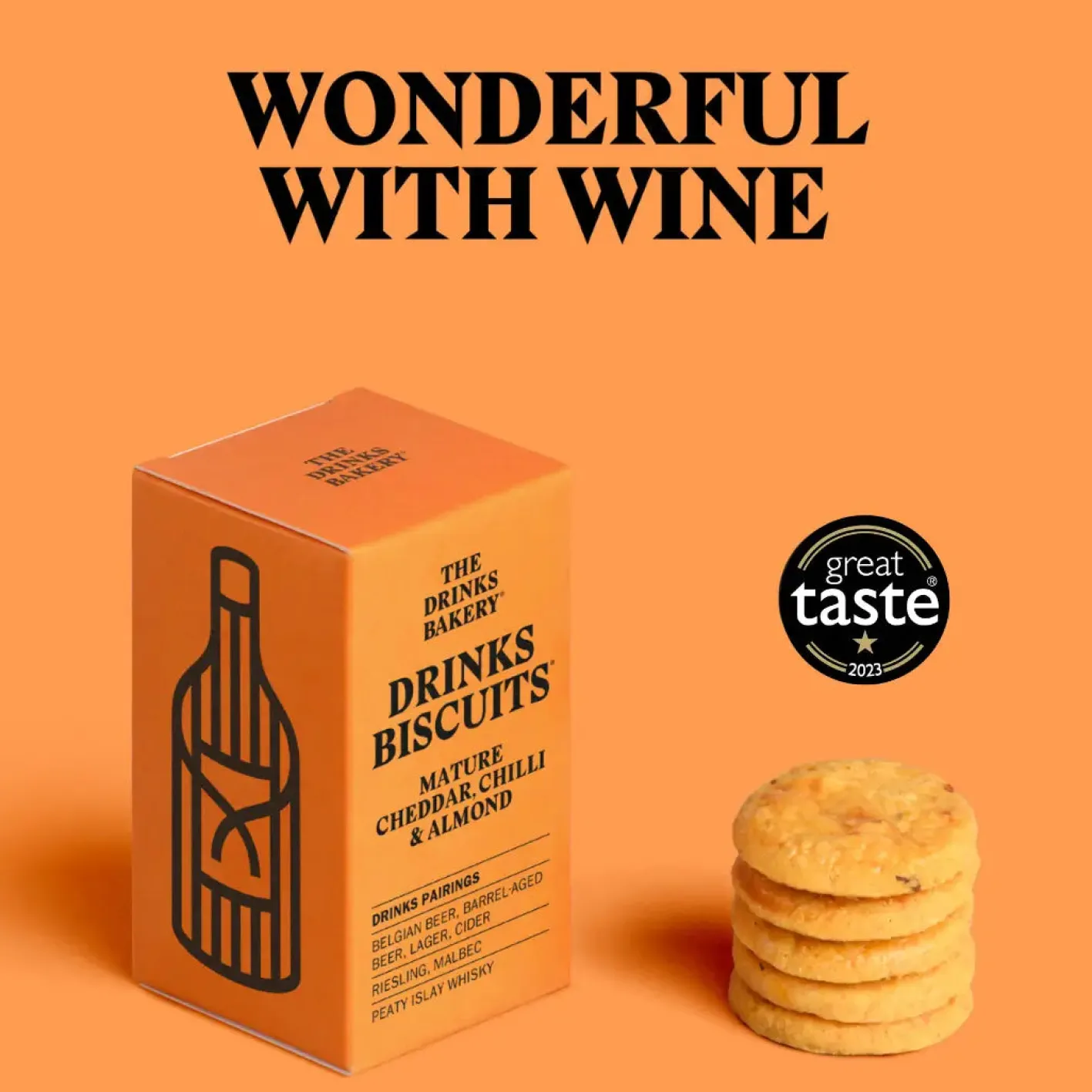 The Drinks Bakery Mature Cheddar, Chilli and Almond Drinks Biscuits 36g