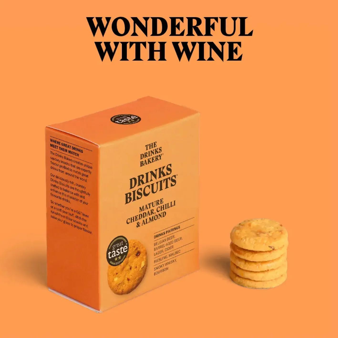 The Drinks Bakery Mature Cheddar, Chilli and Almond Drinks Biscuits 110g