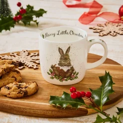 Wrendale Designs 'Merry Little Christmas' Rabbit Small Bone China Mug (11oz)