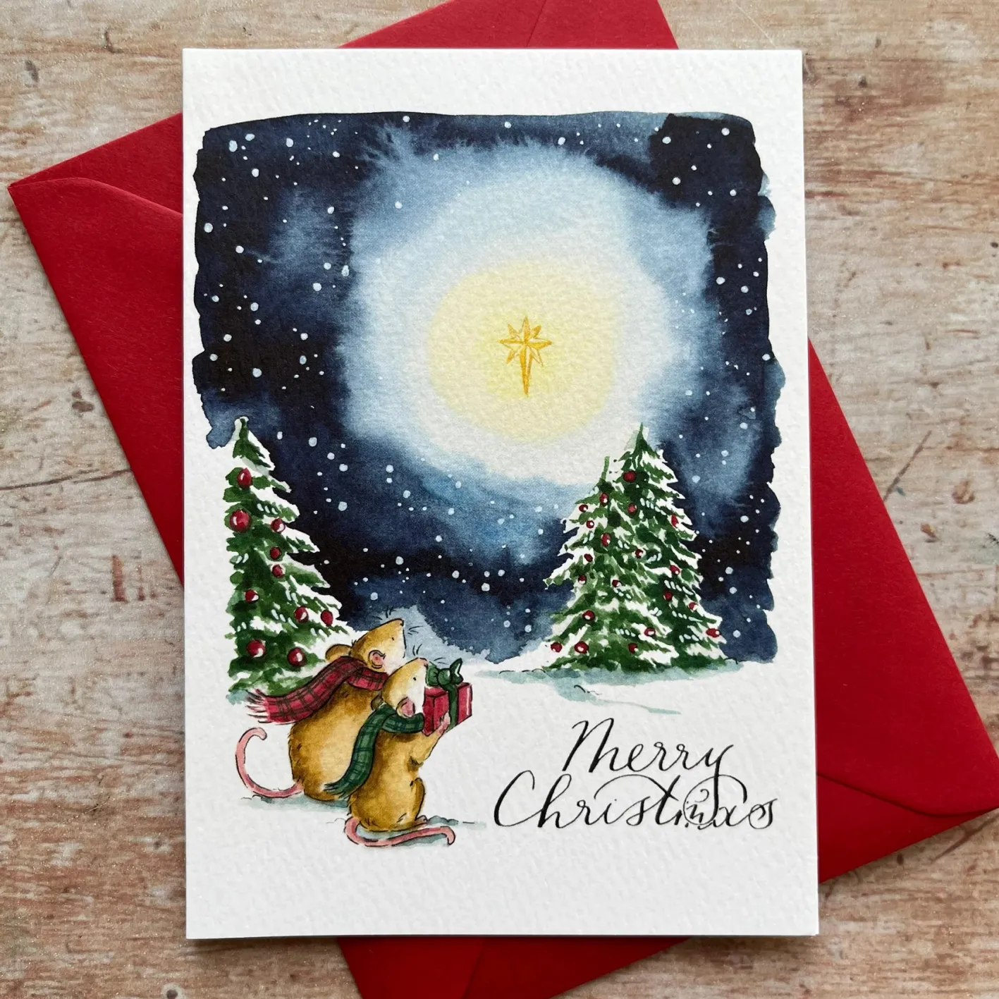 Ellie Hooi Illustration Mice Christmas Card