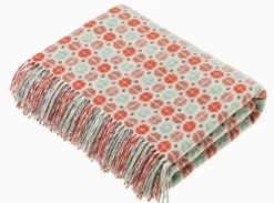 Bronte Moon Milan Coral/Mint Merino Lambswool Throw