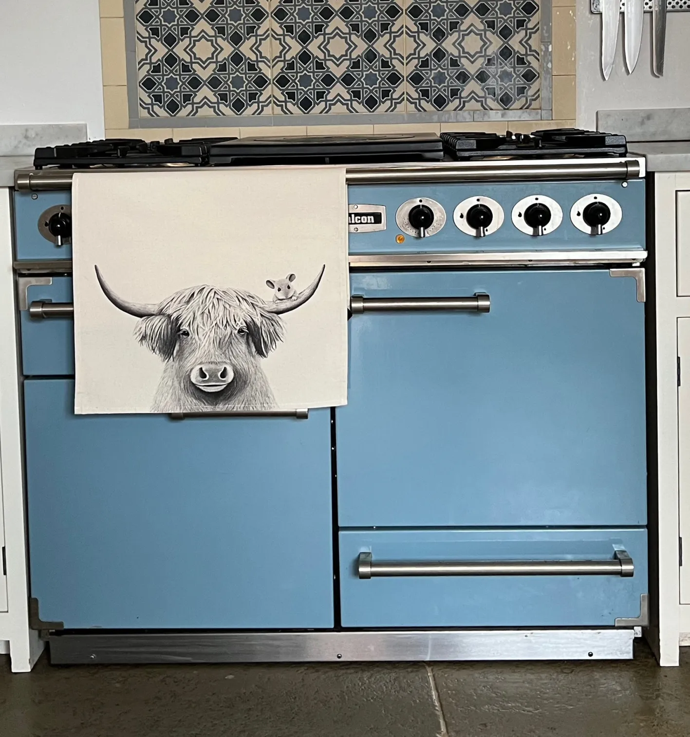 Katherine Sheard Designs Moo and Mouse Tea Towel
