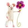 Sew Heart Felt Mouse Holding Pansy