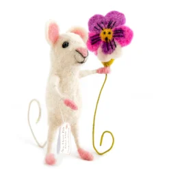 Sew Heart Felt Mouse Holding Pansy