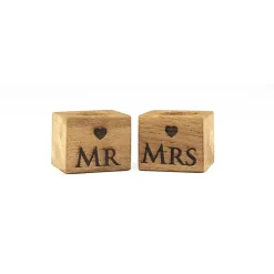 Selbrae Mr & Mrs Oak Egg Cups - Set of 2