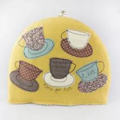 Poppy Treffry Mustard Teacups Tea Cosy