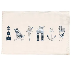 Victoria Eggs Nautical Beachscape Tea Towel