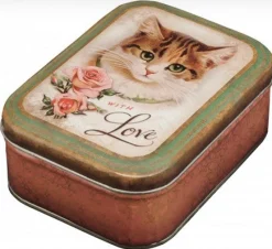 Elite Tins Nostalgia With Love Cat Small Rectangular Tin