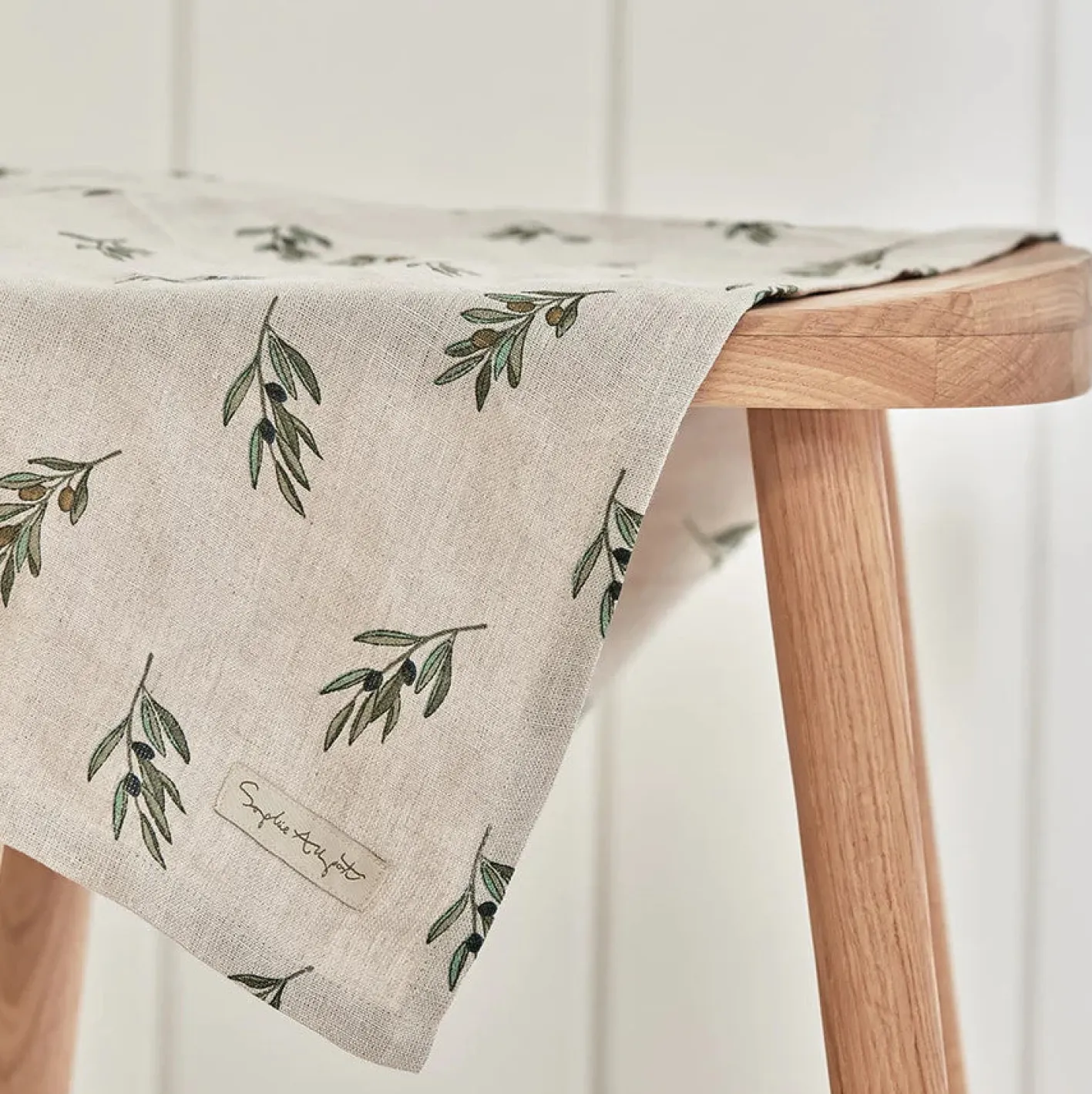 Sophie Allport Olive Branches Linen Tea Towel