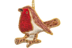 St. Nicolas Opulent Sequined Robin Decoration