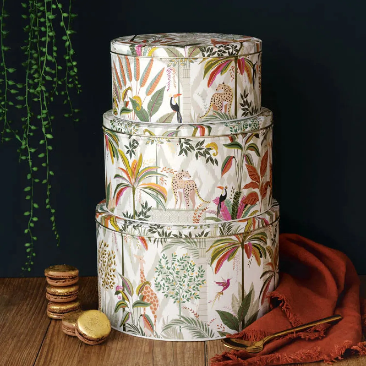 Sara Miller London Palm Garden Set of 3 Round Cake Tins