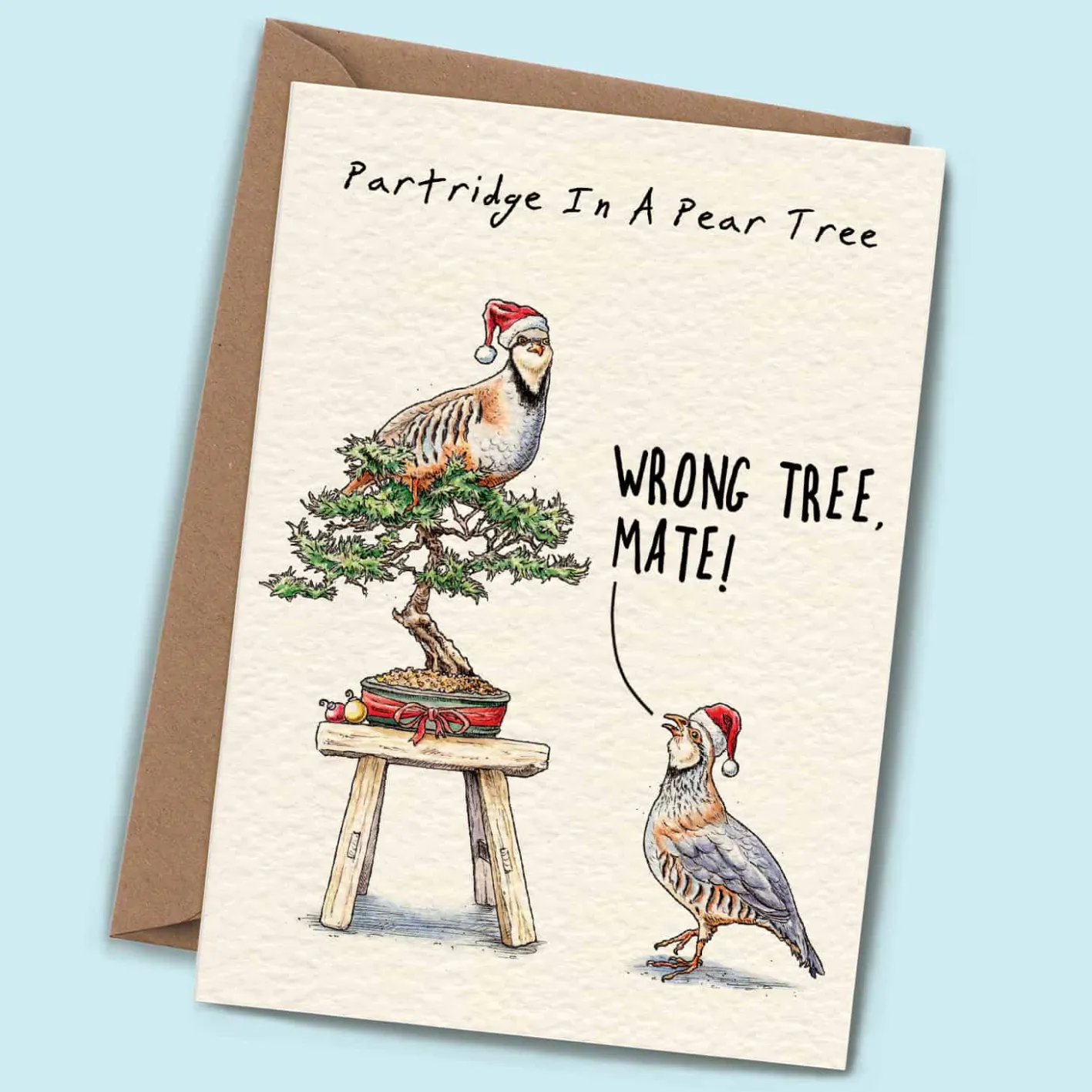 Bewilderbeest Partridge in a Pear Tree Christmas Greetings Card
