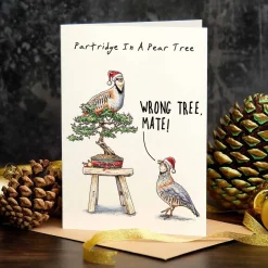 Bewilderbeest Partridge in a Pear Tree Christmas Greetings Card