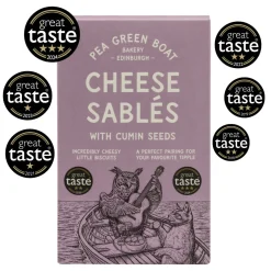 Shortbread House of Edinburgh Pea Green Boat Bakery Cheese Sablés with Cumin Seeds