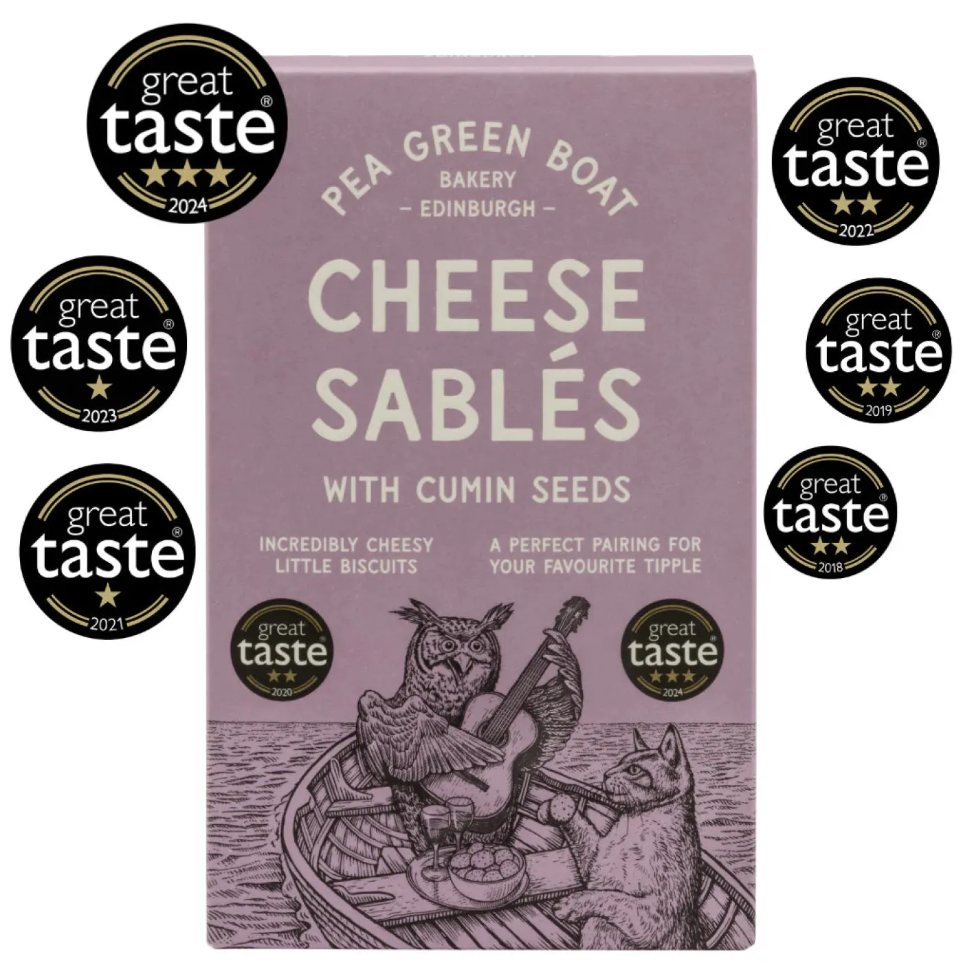 Shortbread House of Edinburgh Pea Green Boat Bakery Cheese Sablés with Cumin Seeds