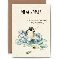 Bewilderbeest Penguin New Home Greetings Card