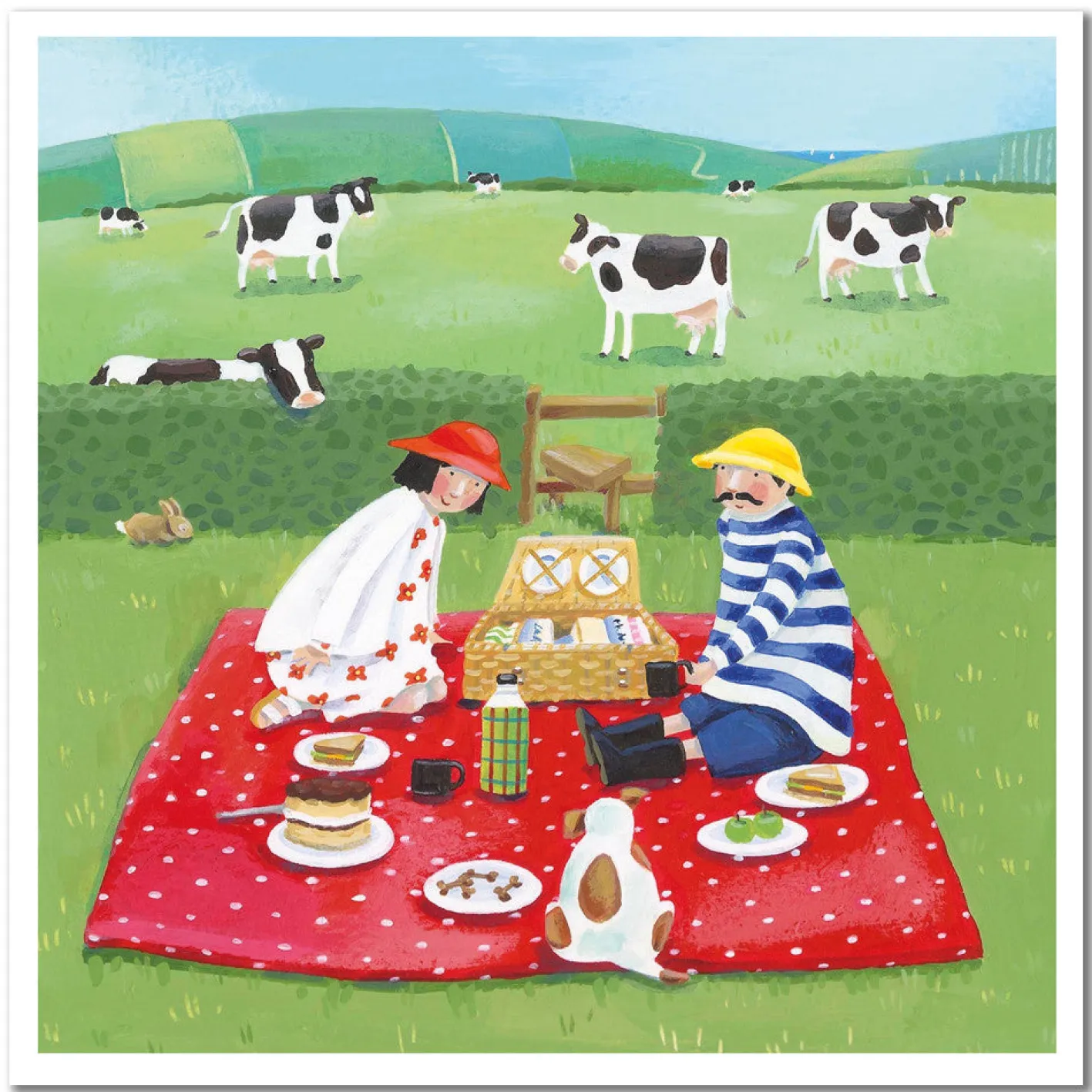 Emma Ball Picnic with the Cows Greetings Card