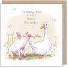 Paper Shed Design Pig and Goose "Wishing you a very Happy Birthday" Greetings Card