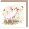 Paper Shed Design Pig With Flowers Greetings Card