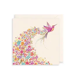 The Art File Pink Hummingbird Greeting Card by Sara Miller