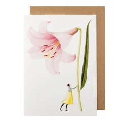 Laura Stoddart Pink Lily Blank Greetings Card