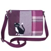 Earth Squared Bags Plum Tweed Cat Applique Messenger Bag