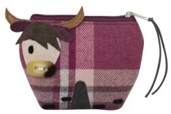 Earth Squared Bags Plum Winton Highland Cow Tweed  Purse