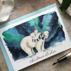 Ellie Hooi Illustration Polar Bear and Cub Christmas Card
