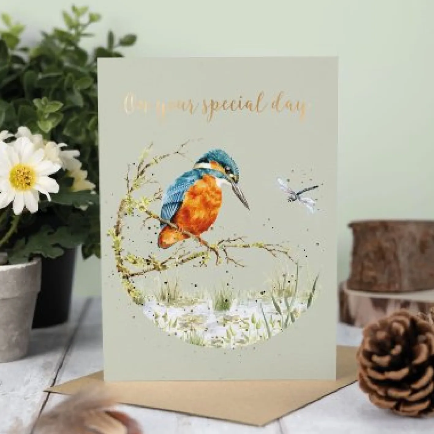 Wrendale Designs 'Pond Dipping' Kingfisher Greetings Card