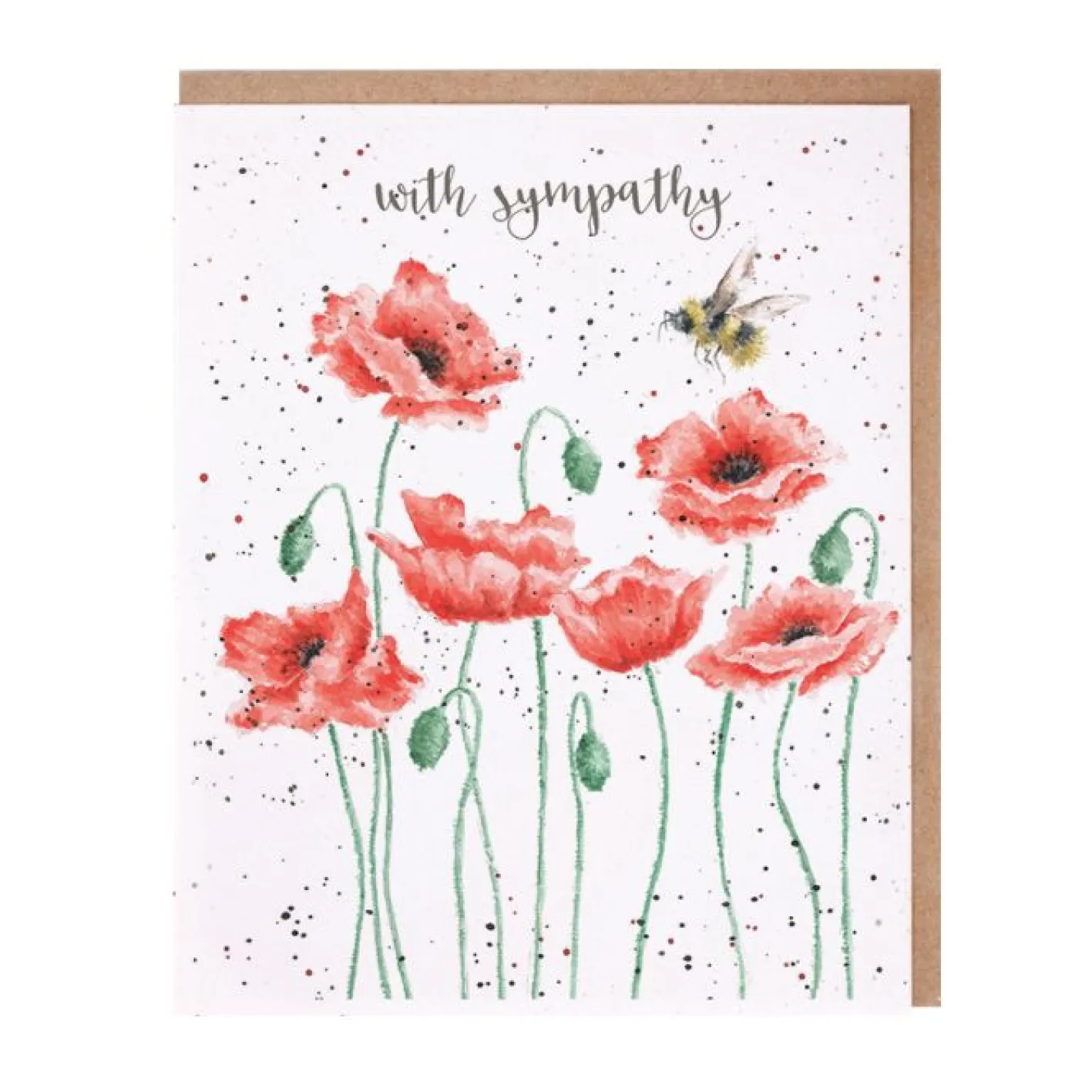 Wrendale Designs 'Poppies and Bee' Sympathy Greetings Card