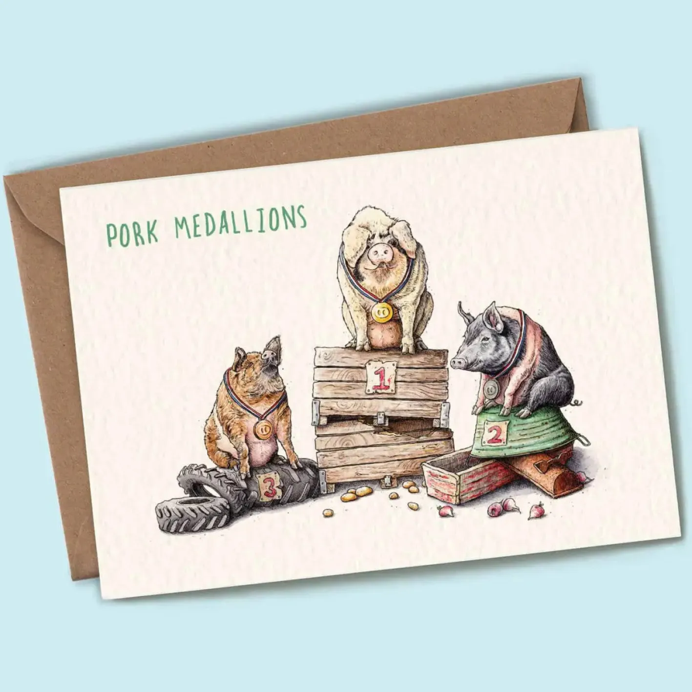 Bewilderbeest Pork Medallions Greetings Card