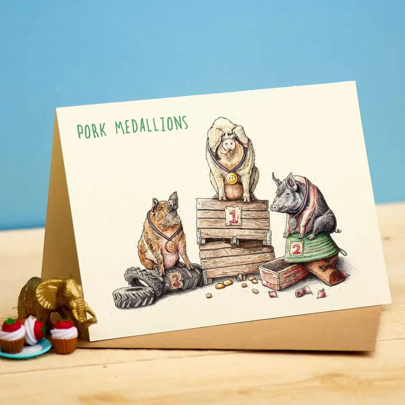 Bewilderbeest Pork Medallions Greetings Card