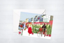 Njeri Illustrated Portobello Market Cafe Christmas Card