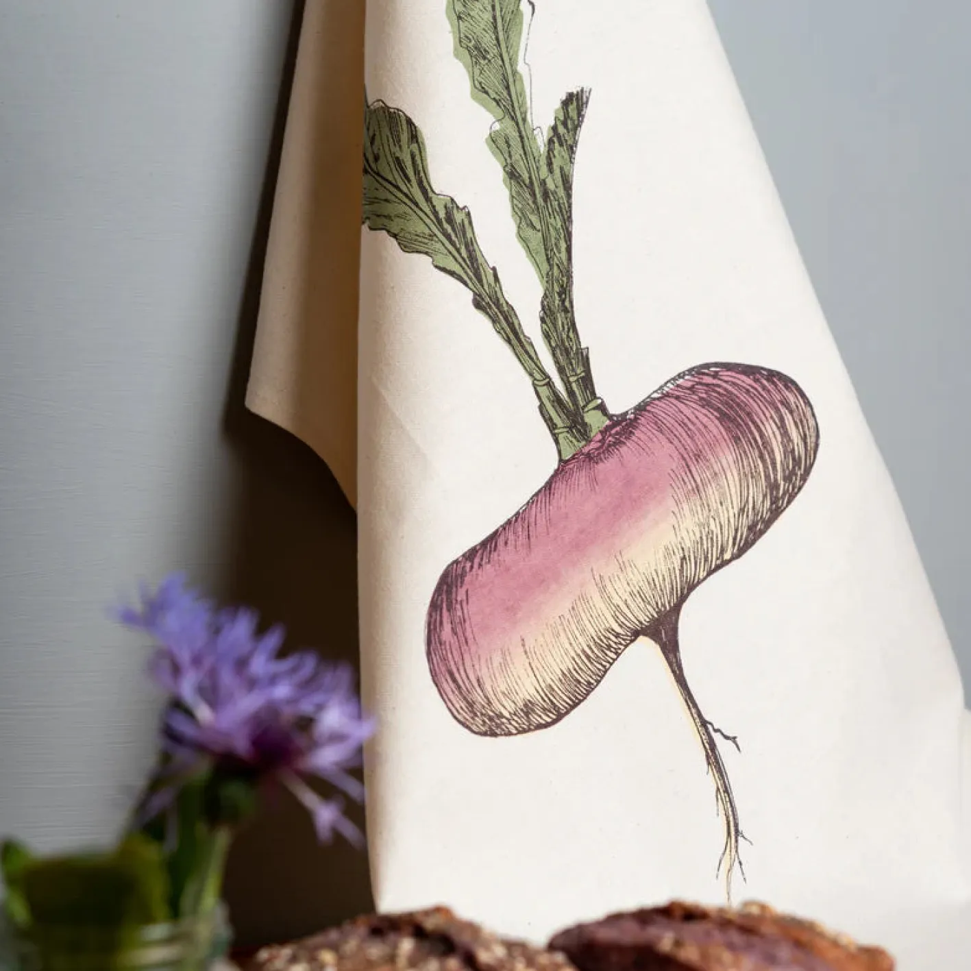 Lottie Day Purple Turnip Vegetable Tea Towel