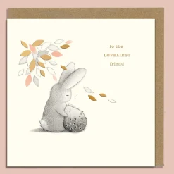 Ginger Betty Rabbit & Hedgehog Hugs Greeting Card
